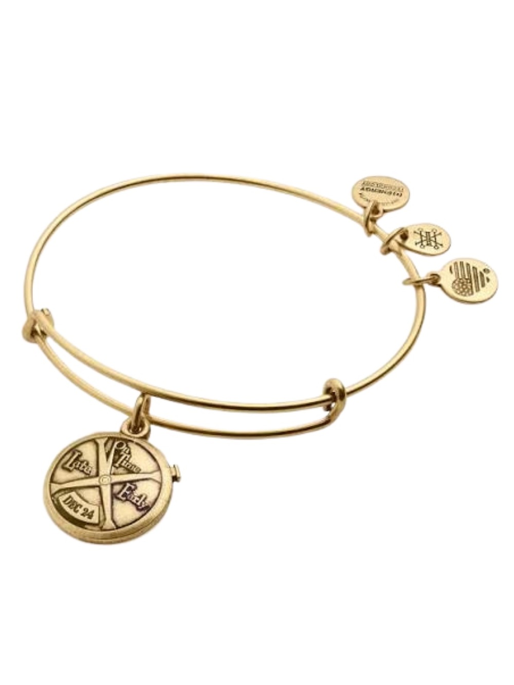 NIB! Alex and Ani Polar Express Compass Charm Expandable Bangle Bracelet - Gold